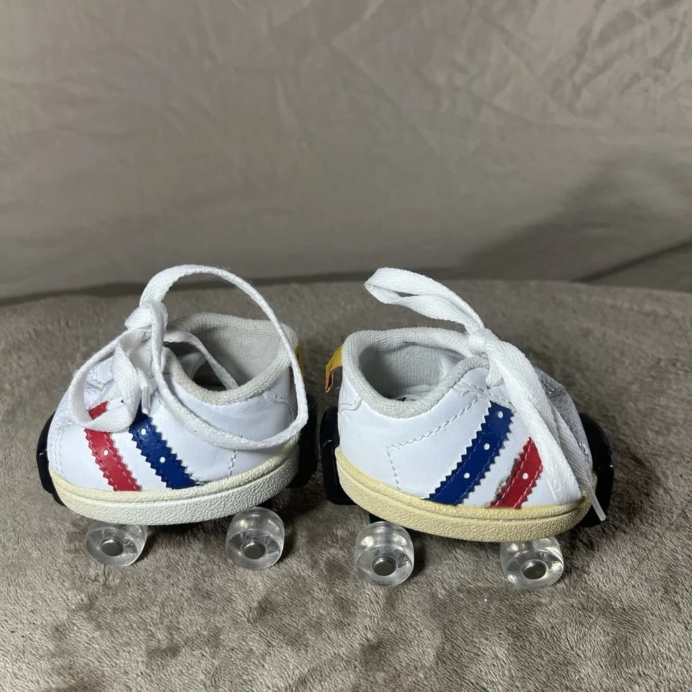Lot of 2 Build-A-Bear Workshop Roller Skates Y2K White Red Blue Striped 2009